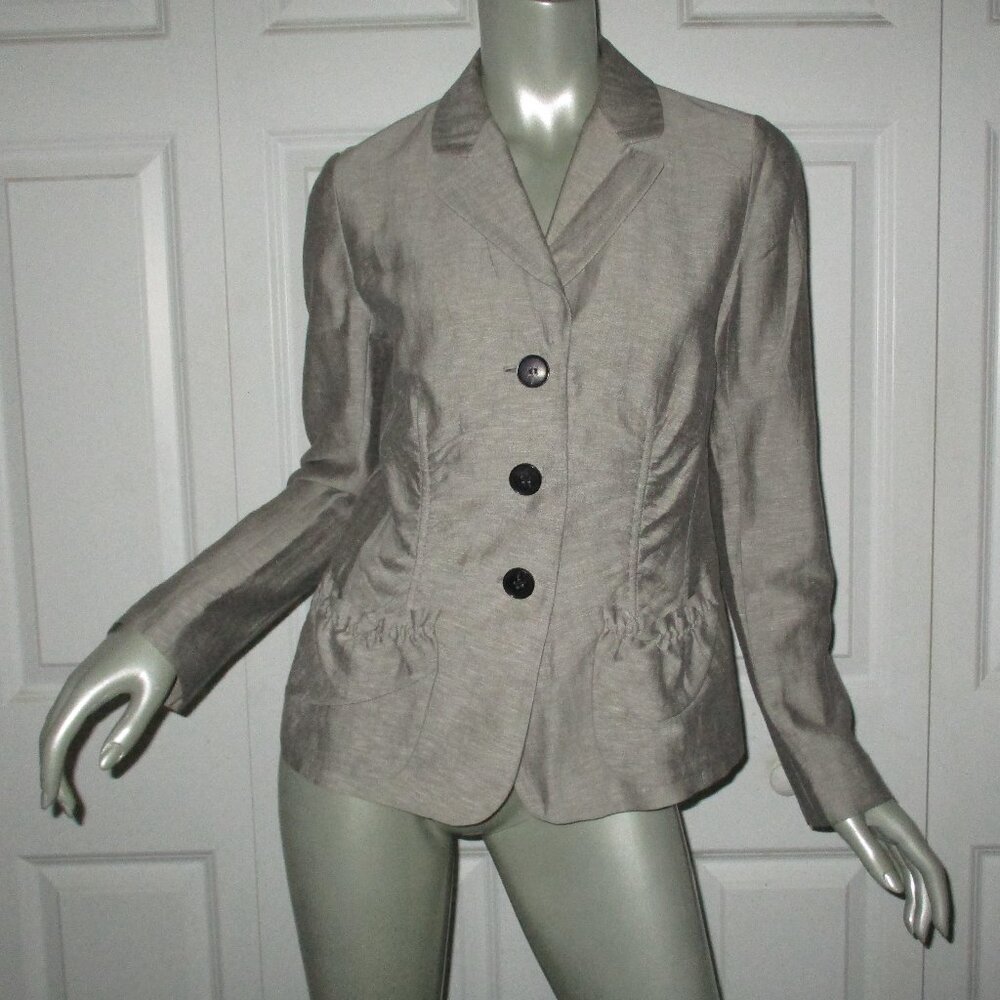 LAFAYETTE 148 Light Gray Linen Blend Blazer Jacket